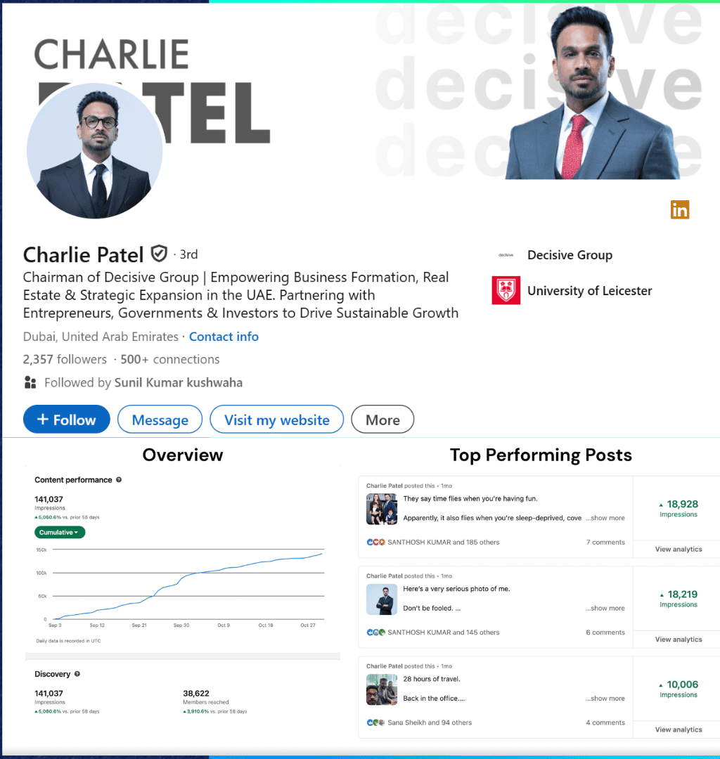 Charlie Patel LinkedIn results